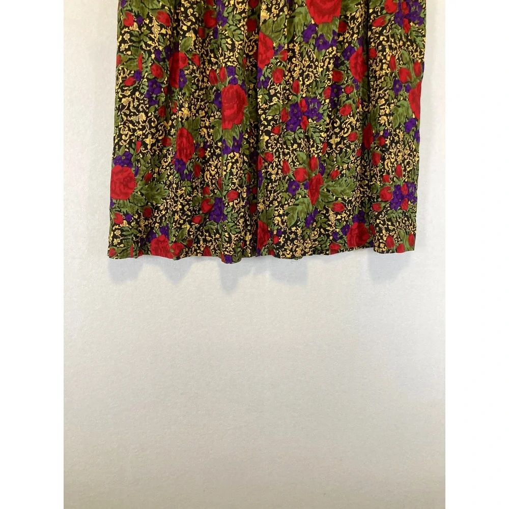 Vintage Norton McNaughton Womens 14 Multicolor Floral Pleated‎ Rayon Midi Skirt